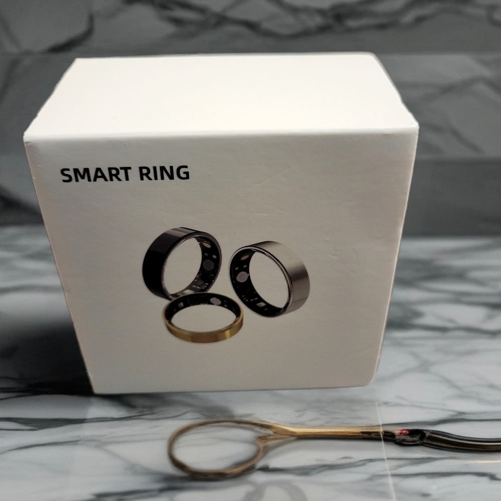 Smart Ring with Gold and Black Accents Size 7.5